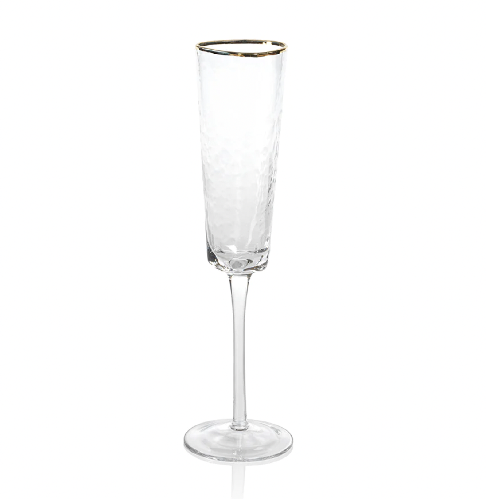 ZODAX Aperitivo Triangular Champagne Flute - Clear with Gold Rim