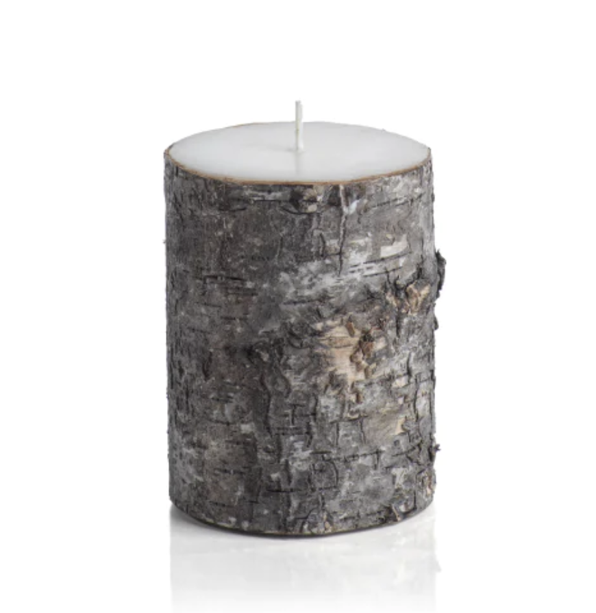 ZODAX Dark Birchwood Fragrance Free Pillar Candle - Small