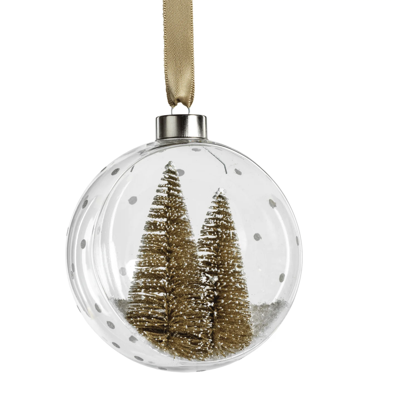 ZODAX Clear Glass Ornament with Pine Trees - Gold - Large