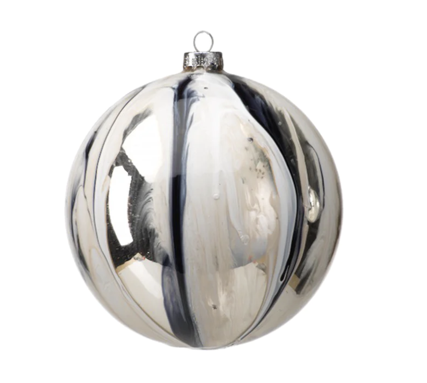 ZODAX SHINY WHITE/SILVER BALL ORNAMENT- LARGE