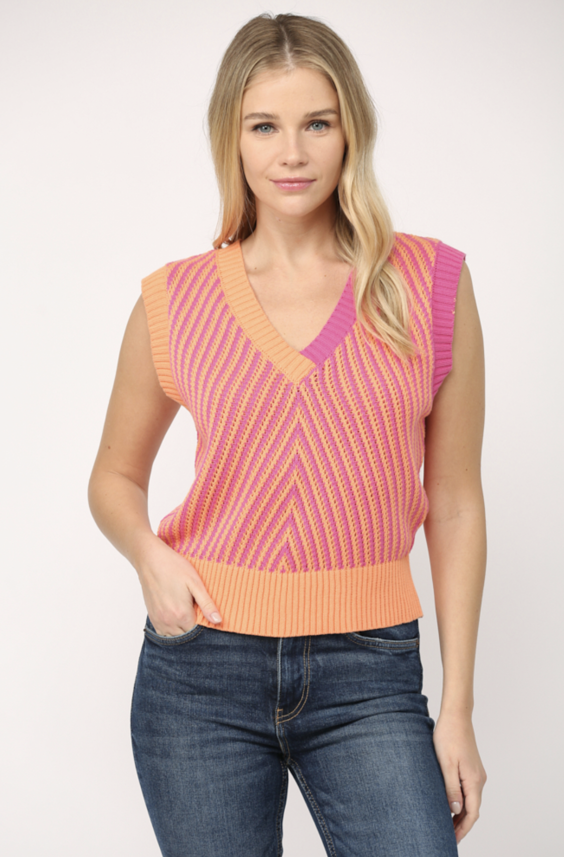 FATE LORALEE VEST-HOT PINK/TANGERINE FATE LORALEE VEST-HOT PINK/TANGERINE
