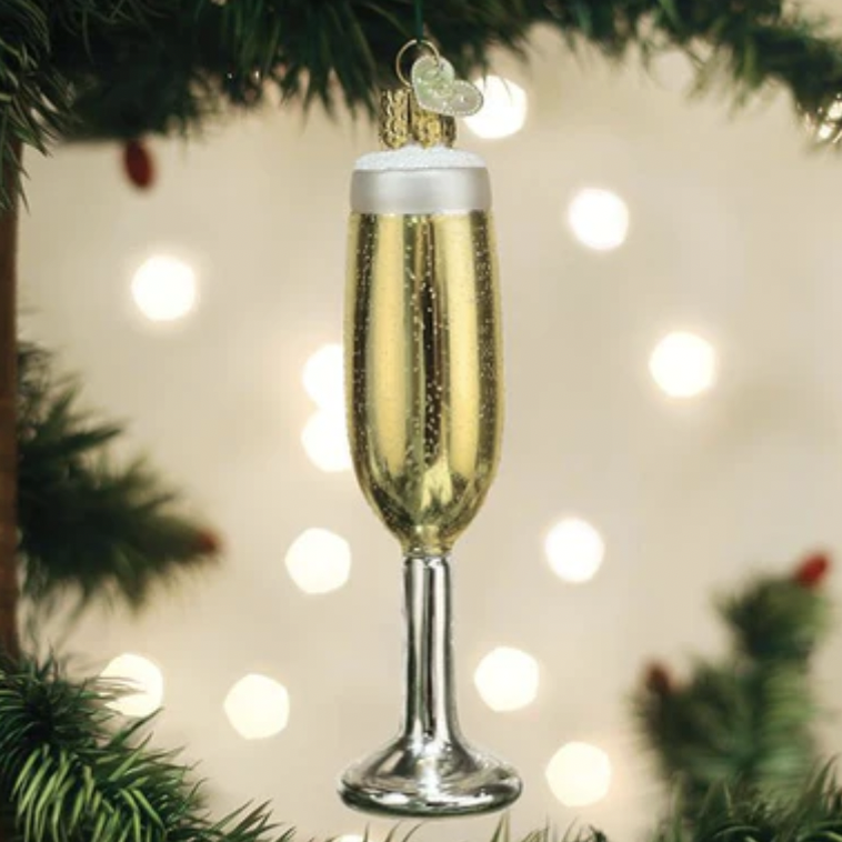 OLD WORLD CHRISTMAS CHAMPAGNE FLUTE ORNAMENT