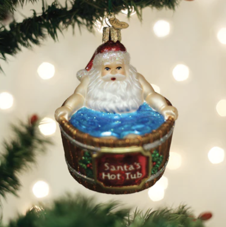 OLD WORLD CHRISTMAS SANTA'S HOT TUB ORNAMENT