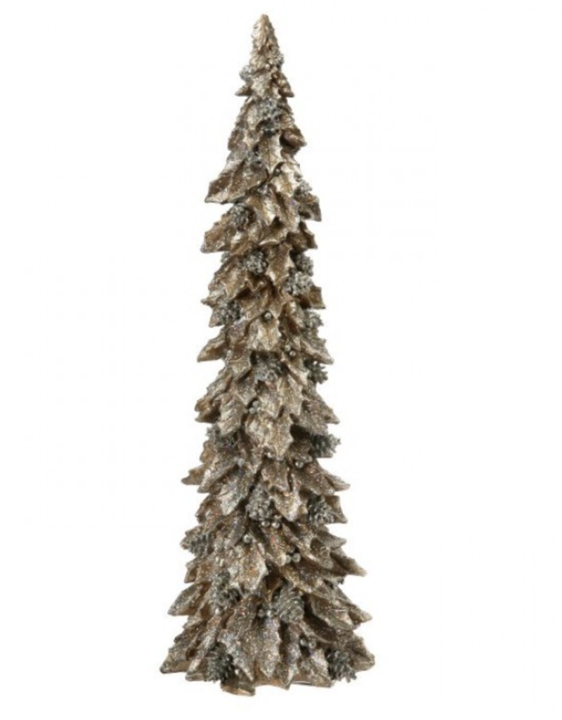 REGENCY INTERNATIONAL 19" GLITTER RESIN HOLLY TREE W/BERRIES AND PINE CONES