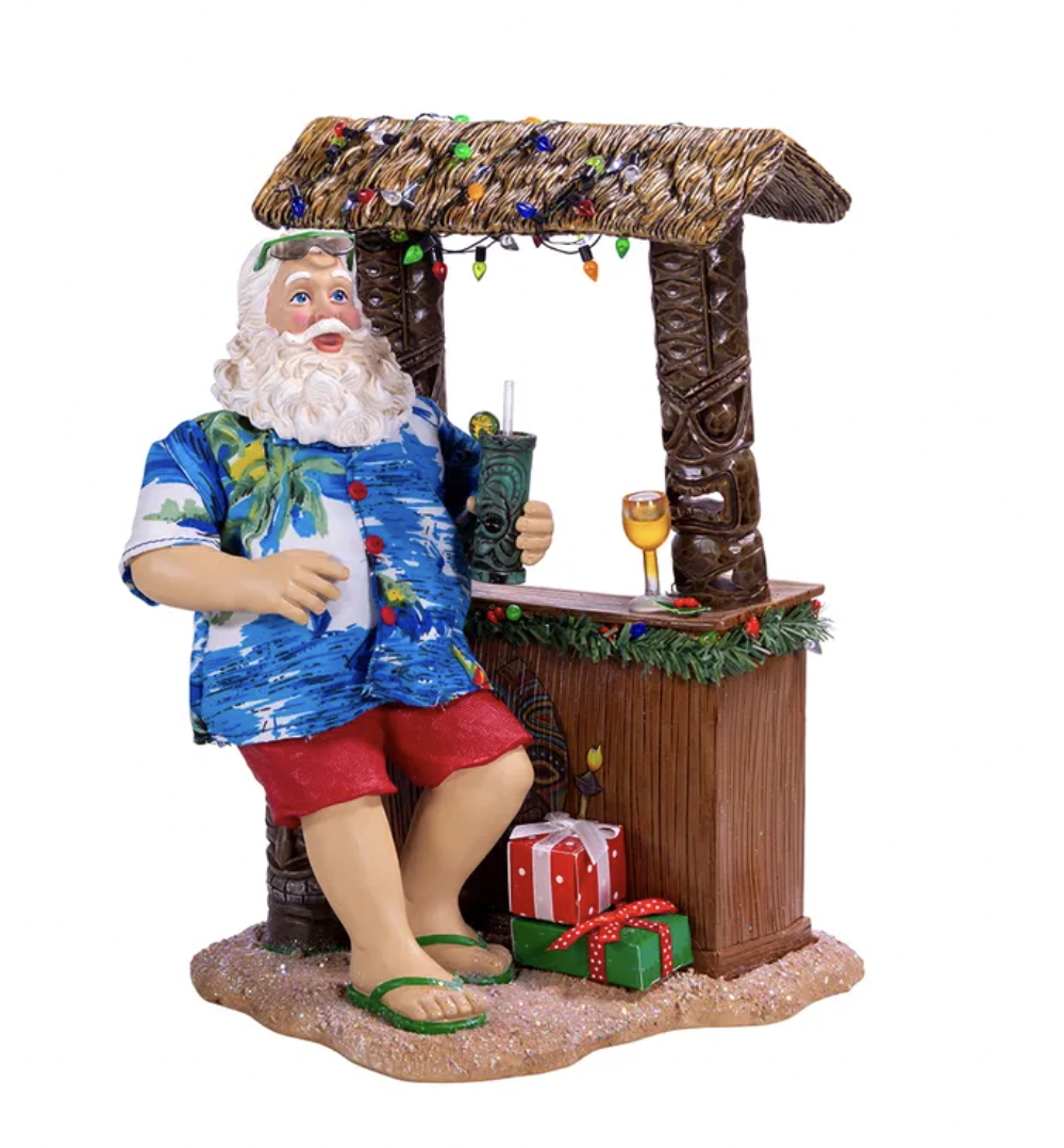 KURT ADLER FABRICHE´ BEACH SANTA AT TIKI BAR