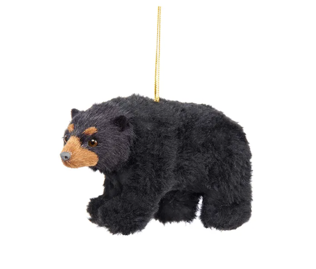 KURT ADLER PLUSH BLACK BEAR ORNAMENT