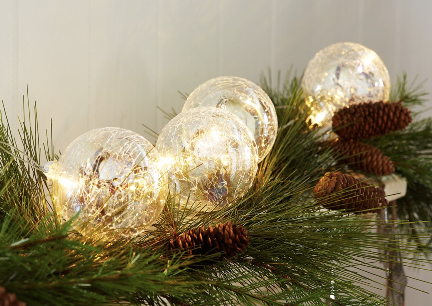 LED Glass Ball Ornaments Light String-4.5'L