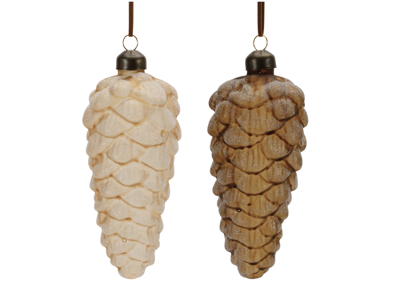 GLASS PINE CONE ORNAMENTS