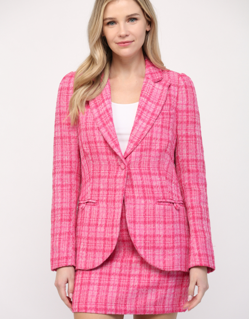 FATE CARLA HOT PINK TWEED BLAZER