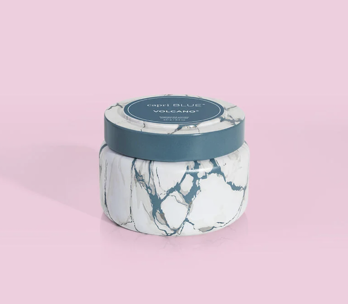 CAPRI BLUE MODERN MARBLE TRAVEL TIN-VOLCANO CAPRI BLUE MODERN MARBLE TRAVEL TIN-VOLCANO