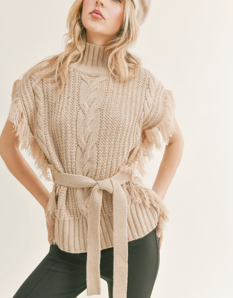 SAGE THE LABEL CAN'T HELP IT FRINGE SIDE SWEATER VEST
