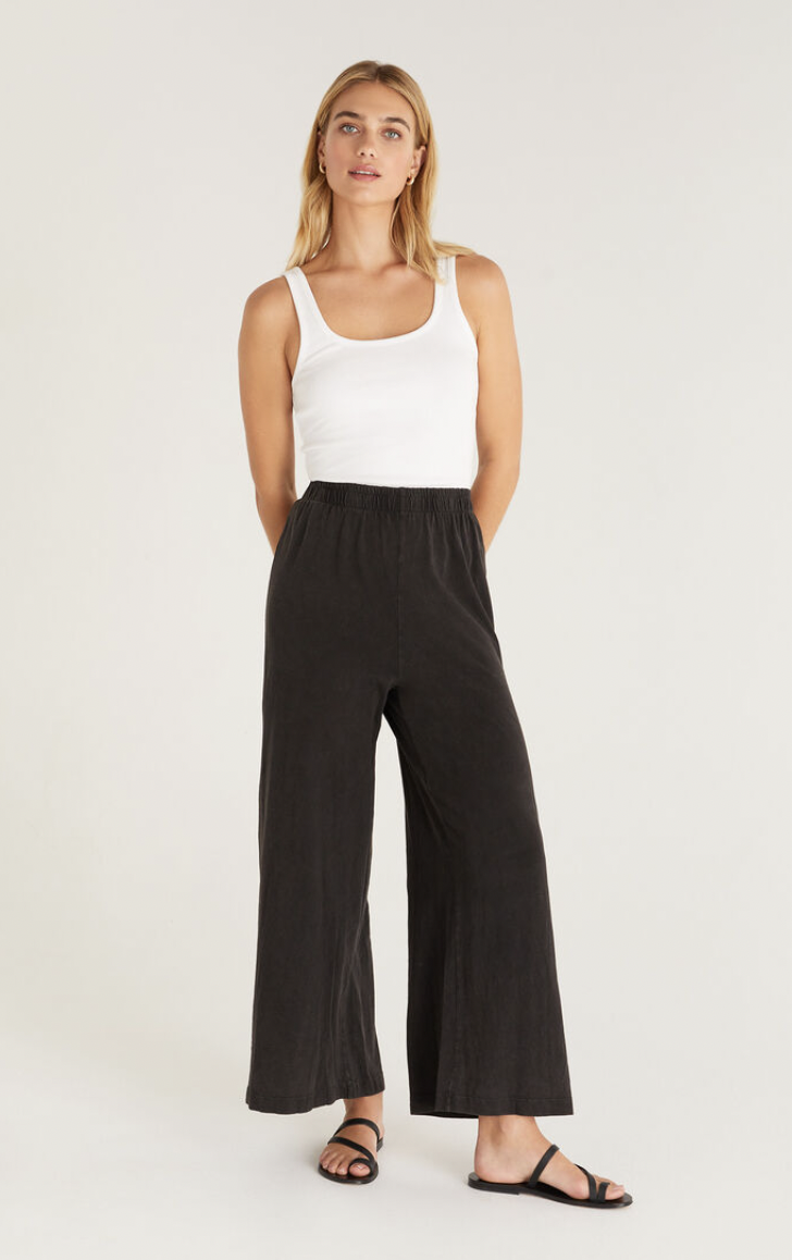 Z SUPPLY SCOUT JERSEY CROP FLARE PANT-BLACK Z SUPPLY SCOUT JERSEY CROP FLARE PANT-BLACK