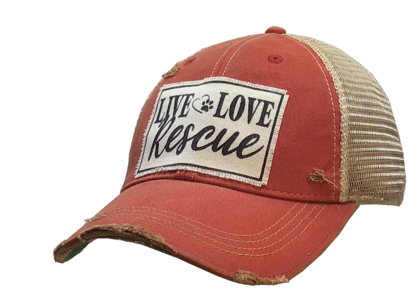 LIVE LOVE RESCUE DISTRESSED TRUCKER HAT LIVE LOVE RESCUE DISTRESSED TRUCKER HAT