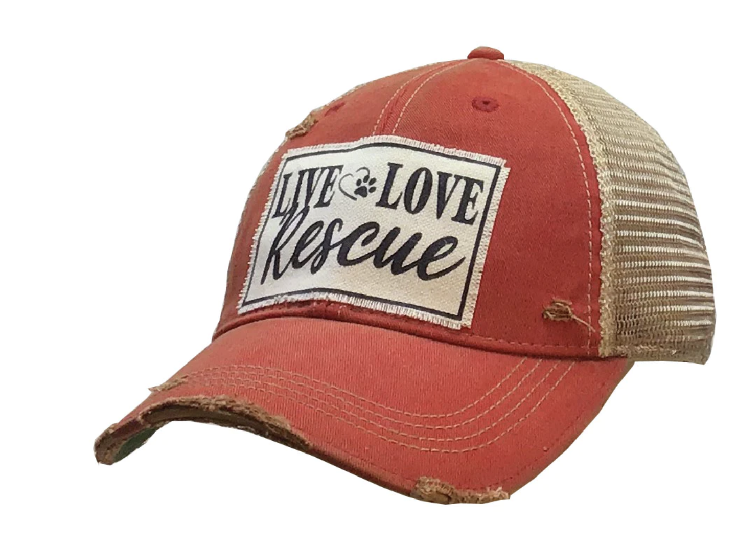 LIVE LOVE RESCUE DISTRESSED TRUCKER HAT