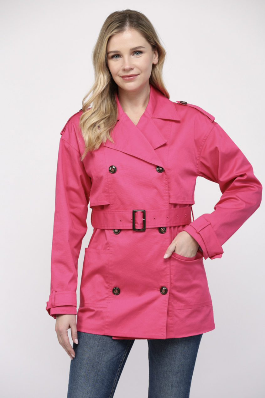 FATE PIA SHORT BELTED TRENCH COAT