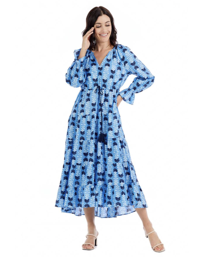 MUD PIE BLUE DOLAN MAXI DRESS-MEDIUM