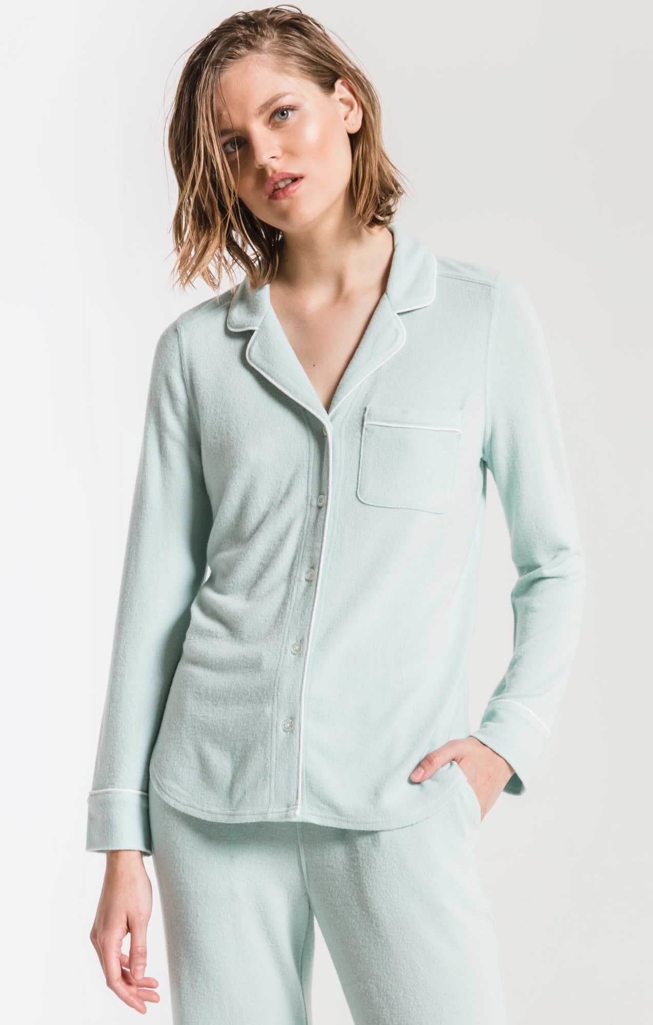 Z SUPPLY the luxe pajama shirt blue haze M Z SUPPLY the luxe pajama shirt blue haze M