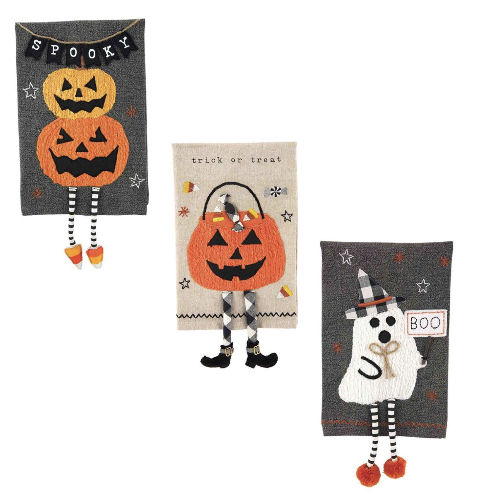 MUD PIE HALLOWEEN DANGLE TOWELS MUD PIE HALLOWEEN DANGLE TOWELS