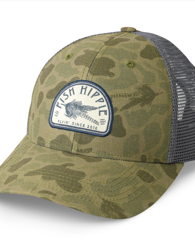 FISH HIPPIE FLYIN TRUCKER HAT-OLD SCHOOL CAMO