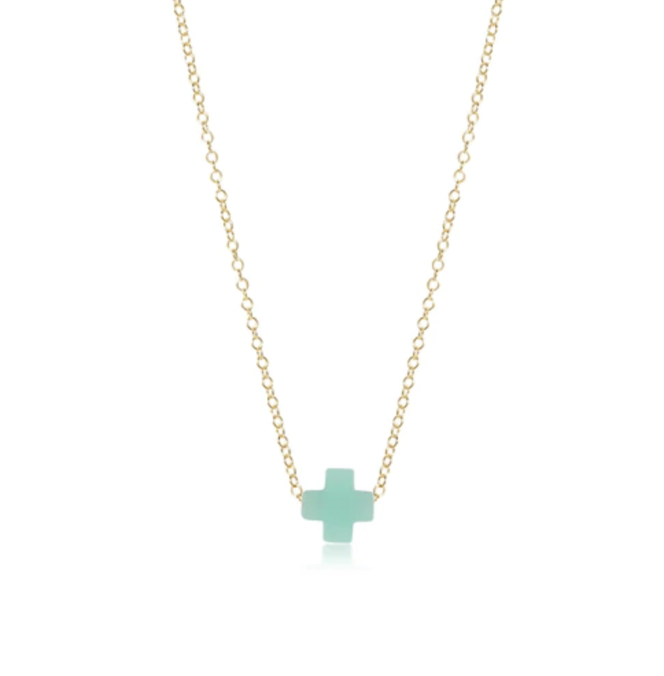 ENEWTON EGIRL 14" NECKLACE GOLD-SIGNATURE CROSS-MINT