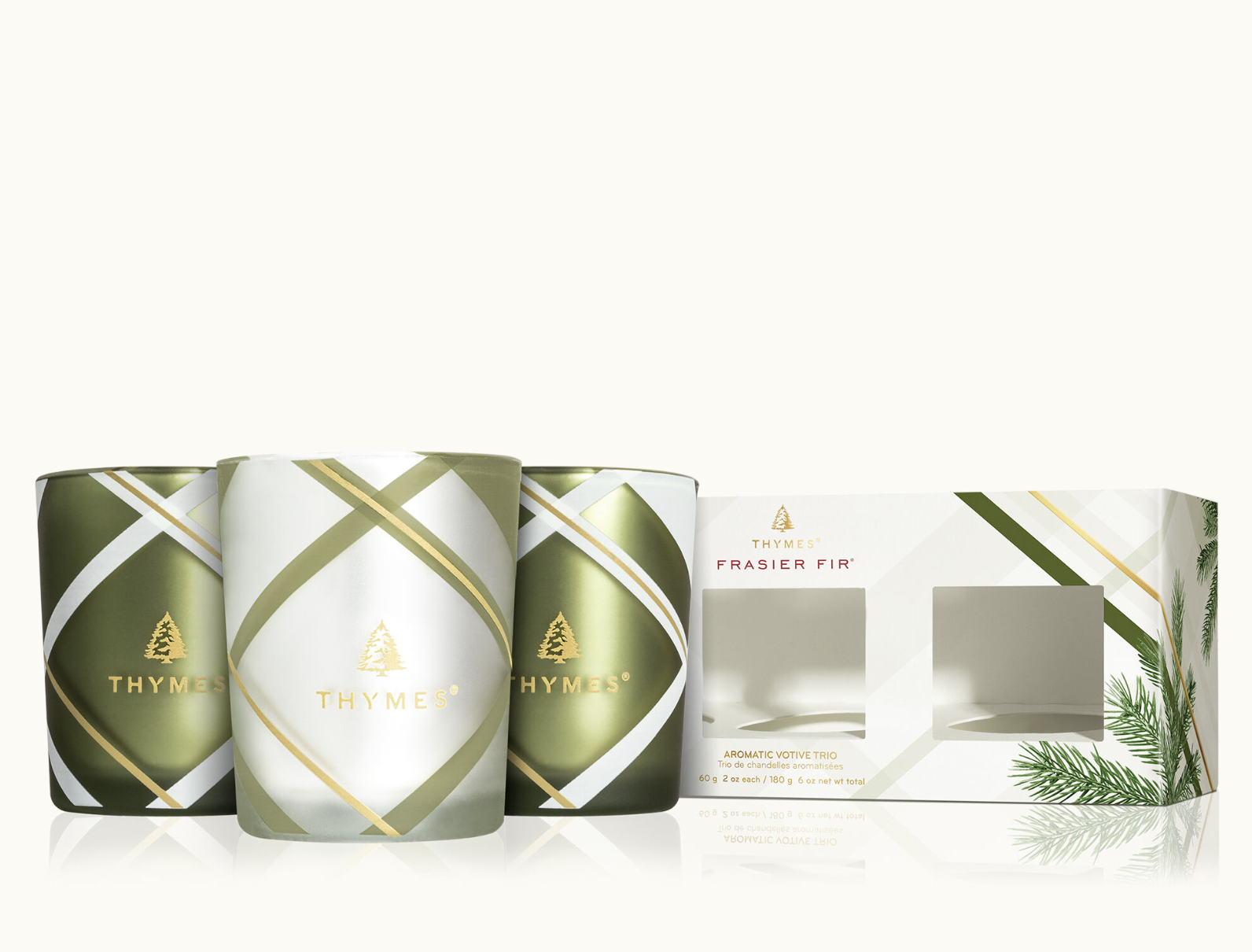 THYMES FRASIER FIR FROSTED PLAID TRIO THYMES FRASIER FIR FROSTED PLAID TRIO