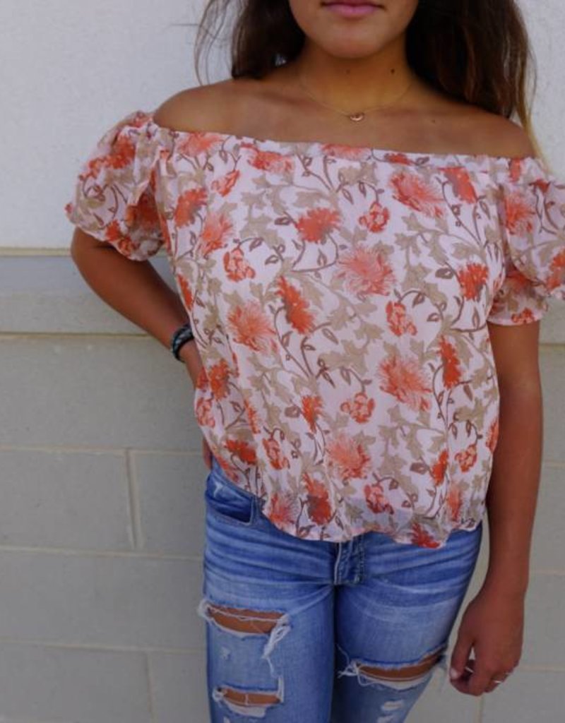 DRINA WOVEN TOP CORAL/MULTI