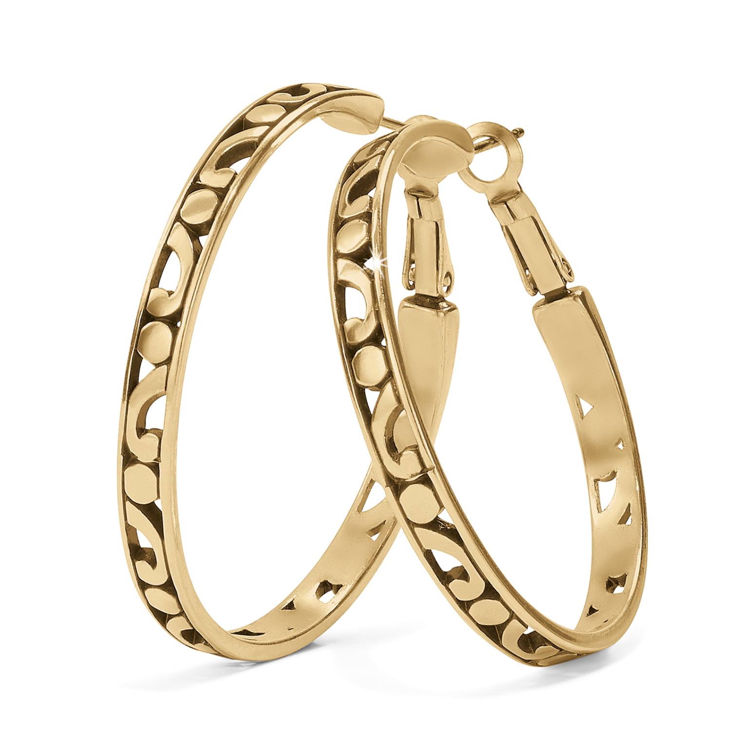 BRIGHTON CONTEMPO GOLD LARGE HOOP EARRINGS
