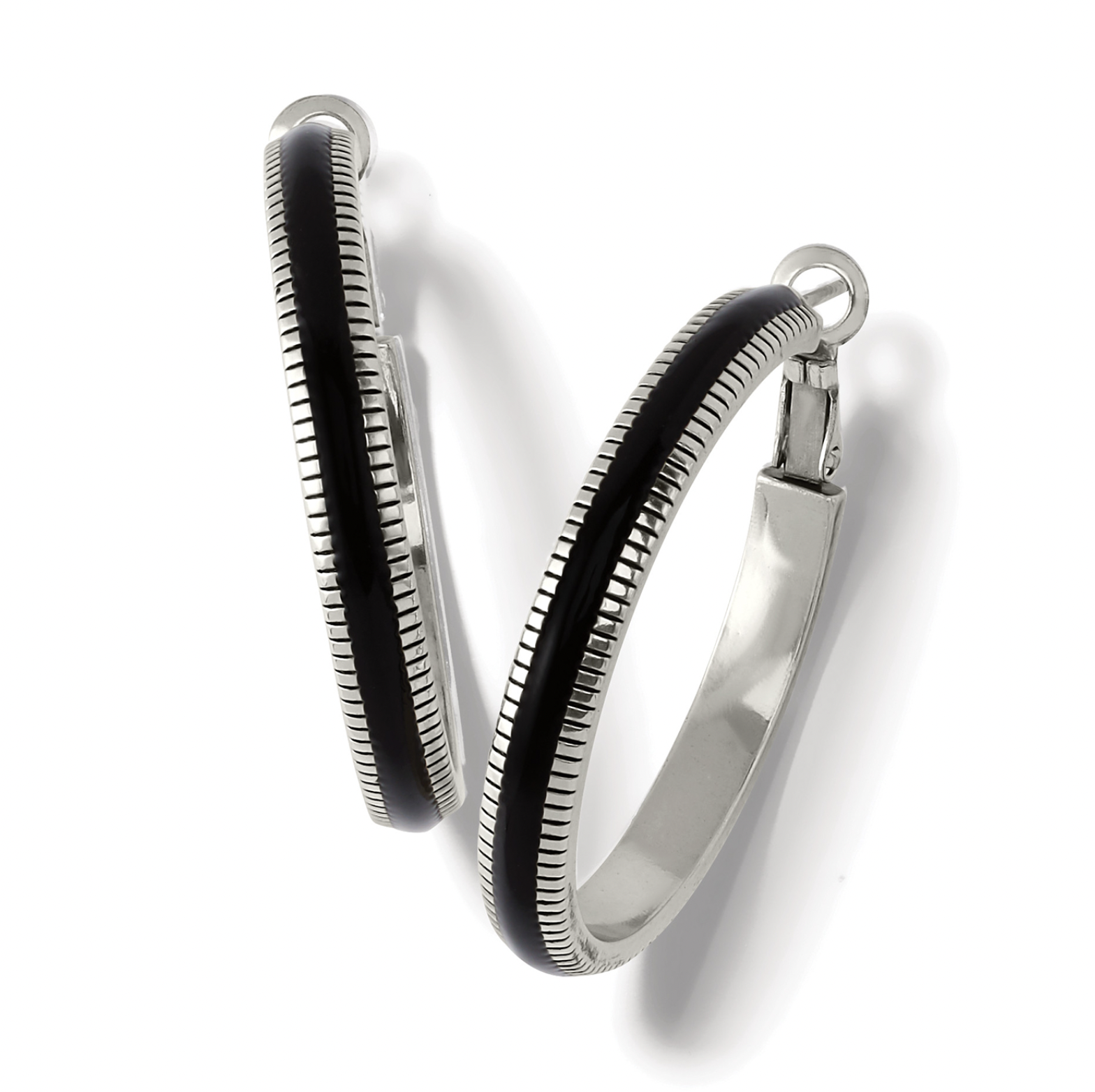 BRIGHTON INTERLOK NOIR HEIRLOOM HOOP EARRINGS