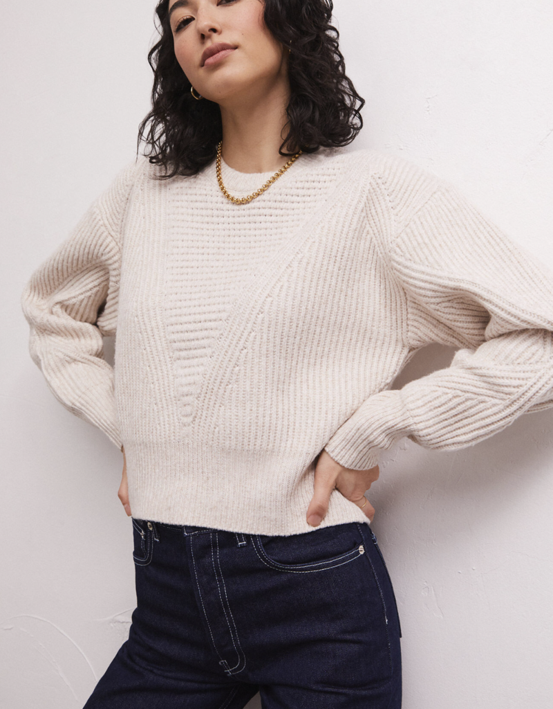 Z SUPPLY ALASKA RIB SWEATER-LT OATMEAL HEATHER