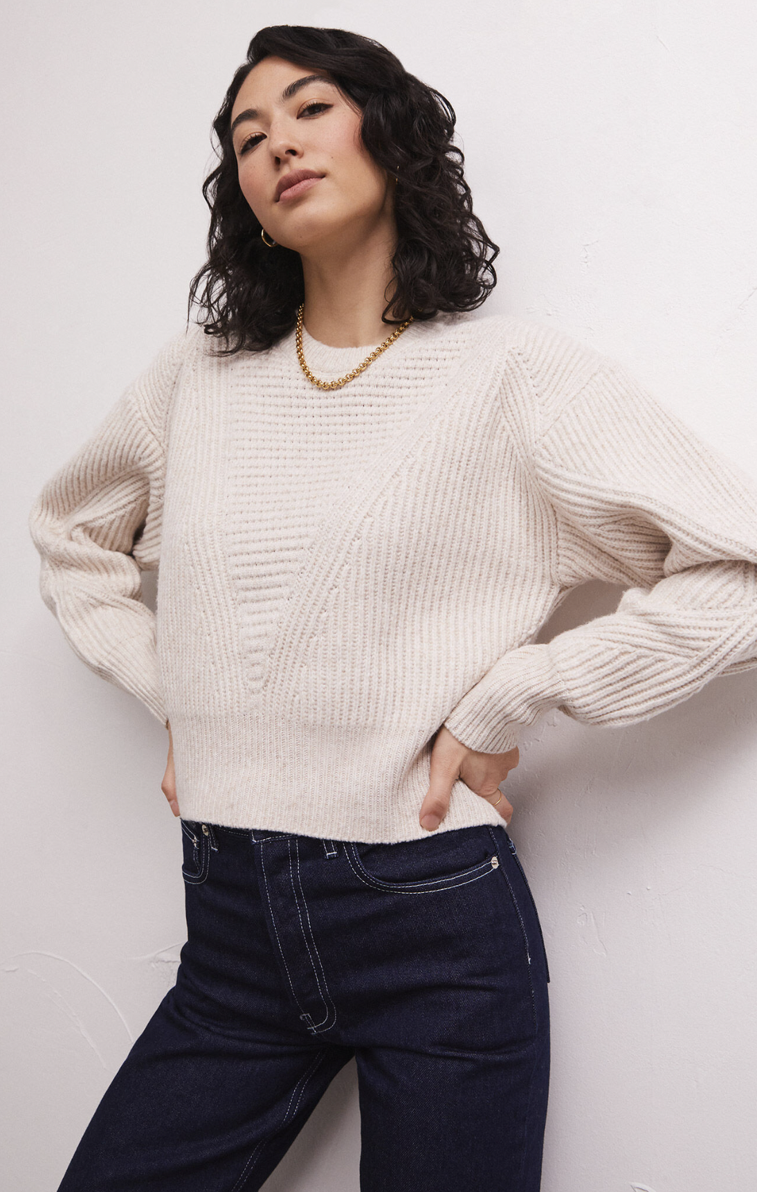 Z SUPPLY ALASKA RIB SWEATER-LT OATMEAL HEATHER Z SUPPLY ALASKA RIB SWEATER-LT OATMEAL HEATHER