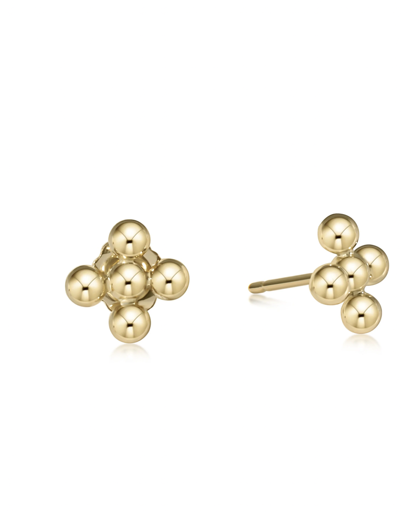 ENEWTON CLASSIC BEADED SIGNATURE CROSS STUD-3MM BEAD GOLD