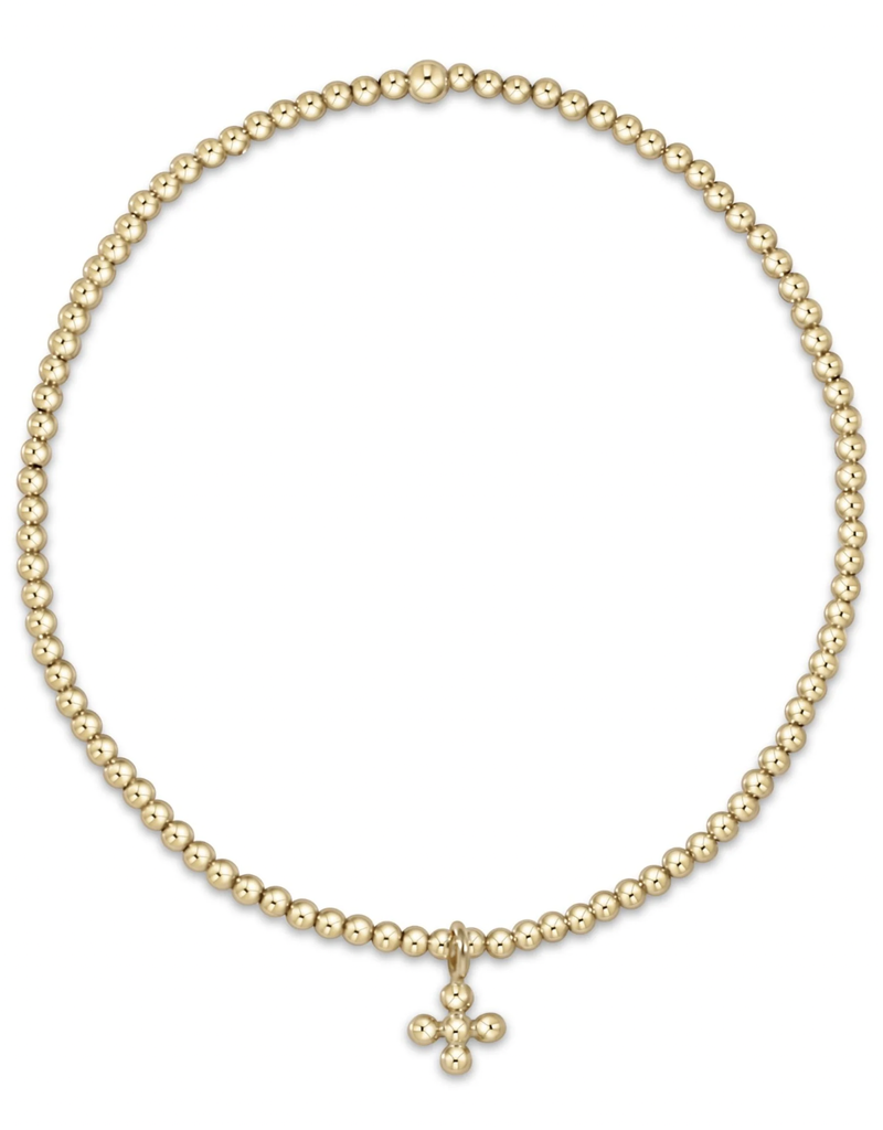 ENEWTON CLASSIC GOLD 2MM BEAD BRACELET - CLASSIC BEADED SIGNATURE CROSS SMALL GOLD CHARM