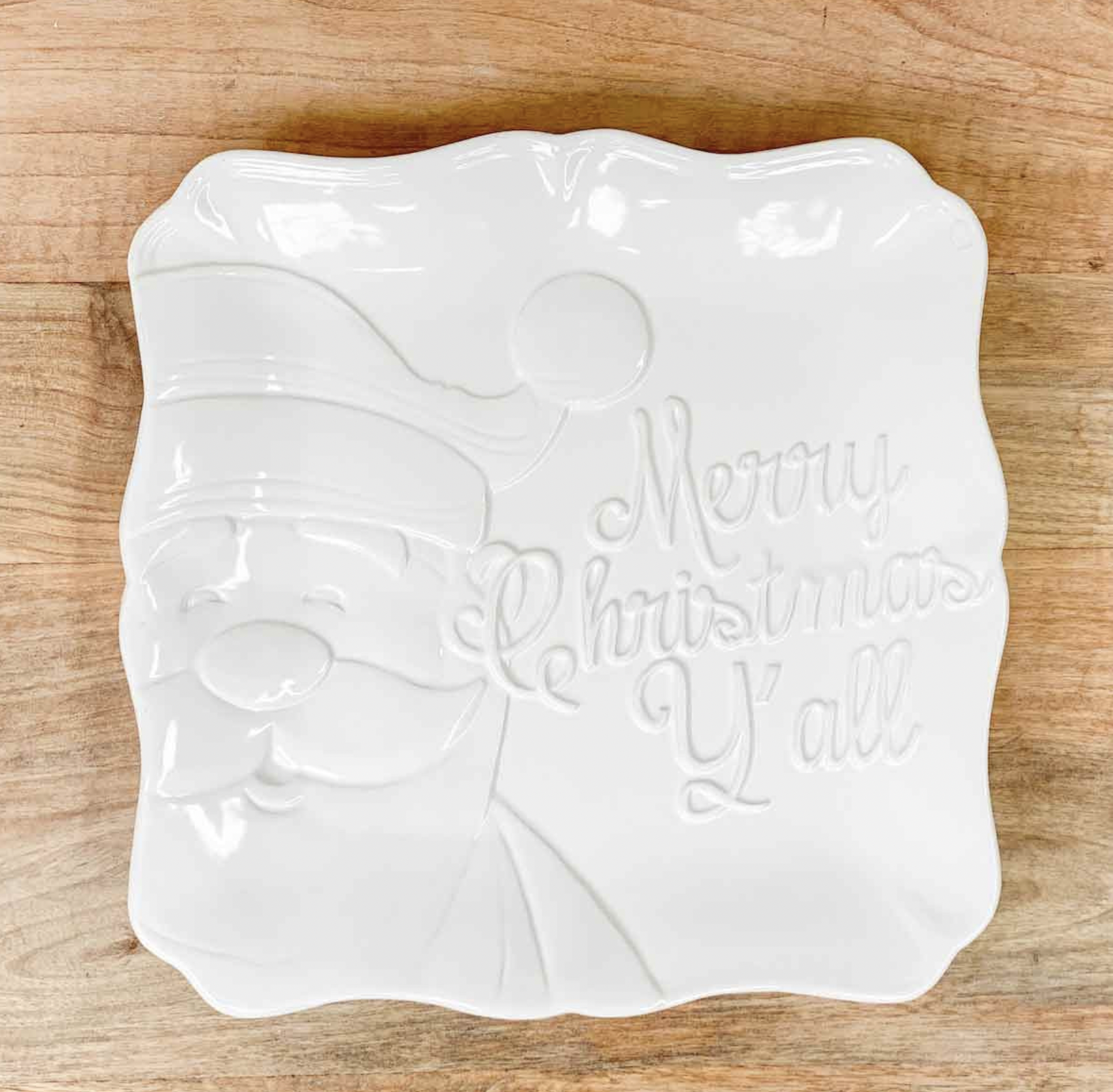 THE ROYAL STANDARD Merry Christmas Y'all Embossed Square Platter THE ROYAL STANDARD Merry Christmas Y'all Embossed Square Platter