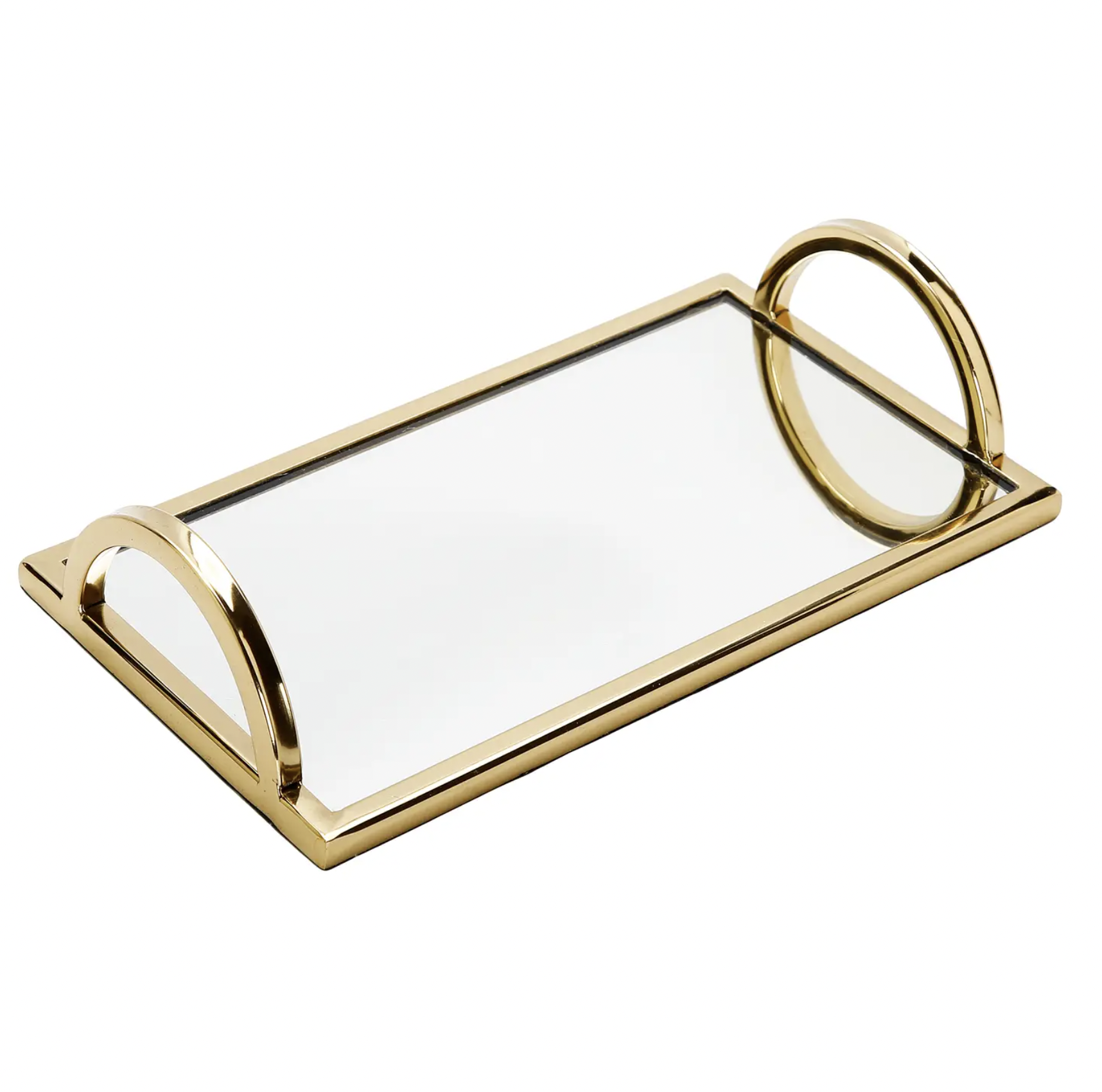 CLASSIC TOUCH RECTANGULAR MIRROR TRAY WITH HANDLES