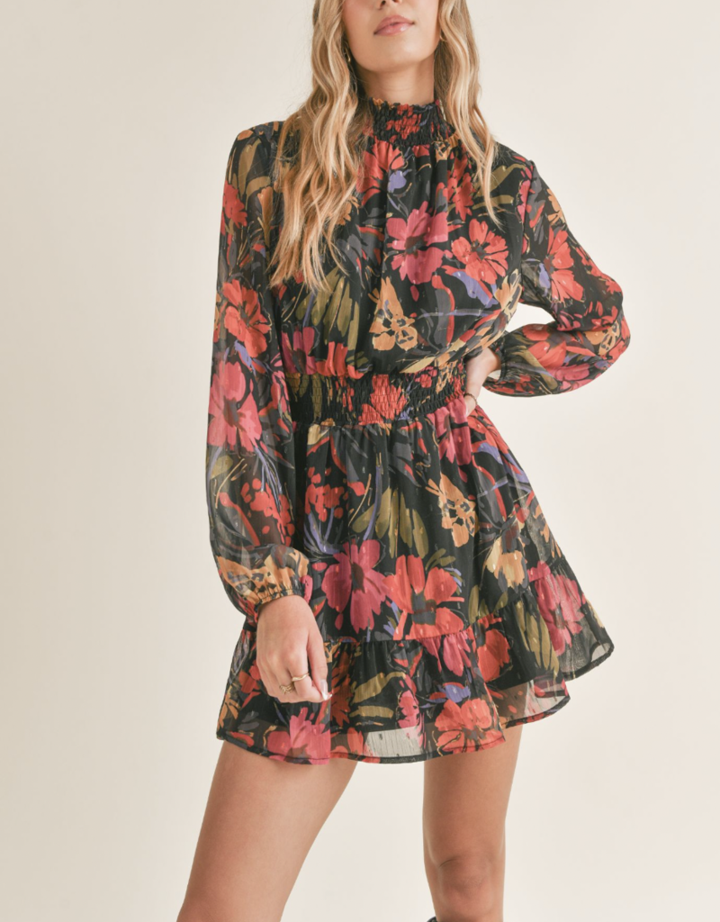 SADIE & SAGE AMONG THE STARS MOCK NECK MINI DRESS