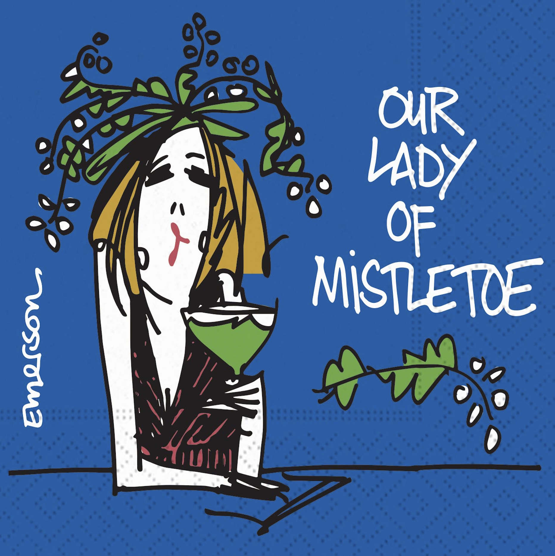 OUR LADY OF MISTLETOE BEVERAGE NAPKIN