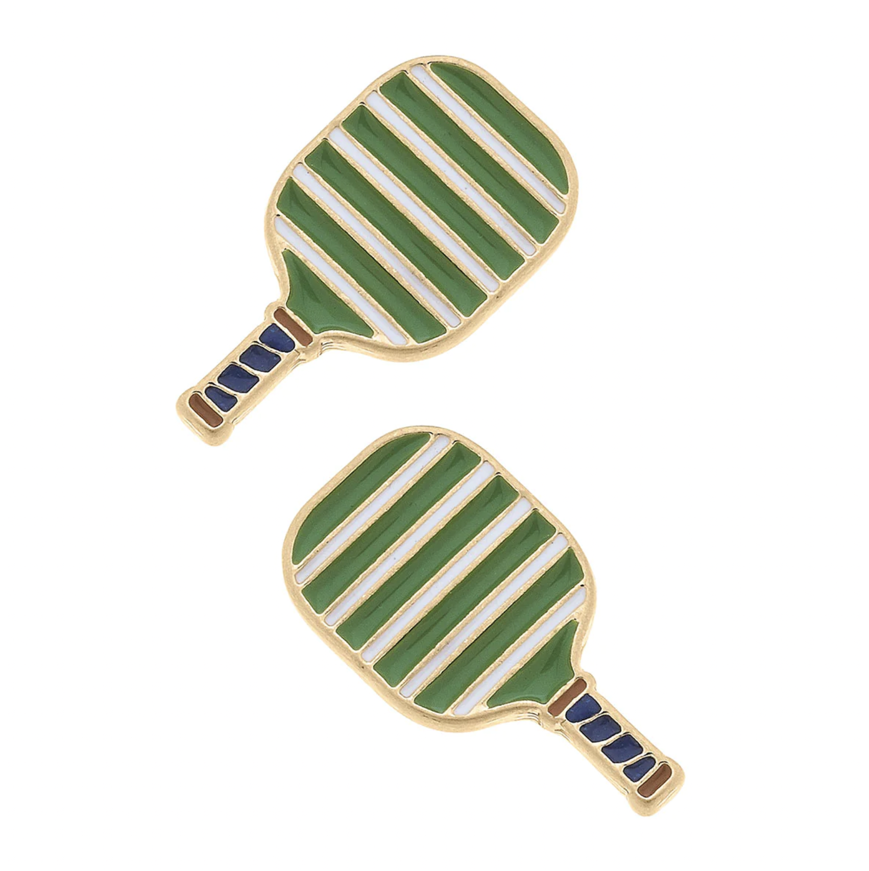 CANVAS ELLIE PICKLE BALL STUD EARRINGS IN GREEN CANVAS ELLIE PICKLE BALL STUD EARRINGS IN GREEN