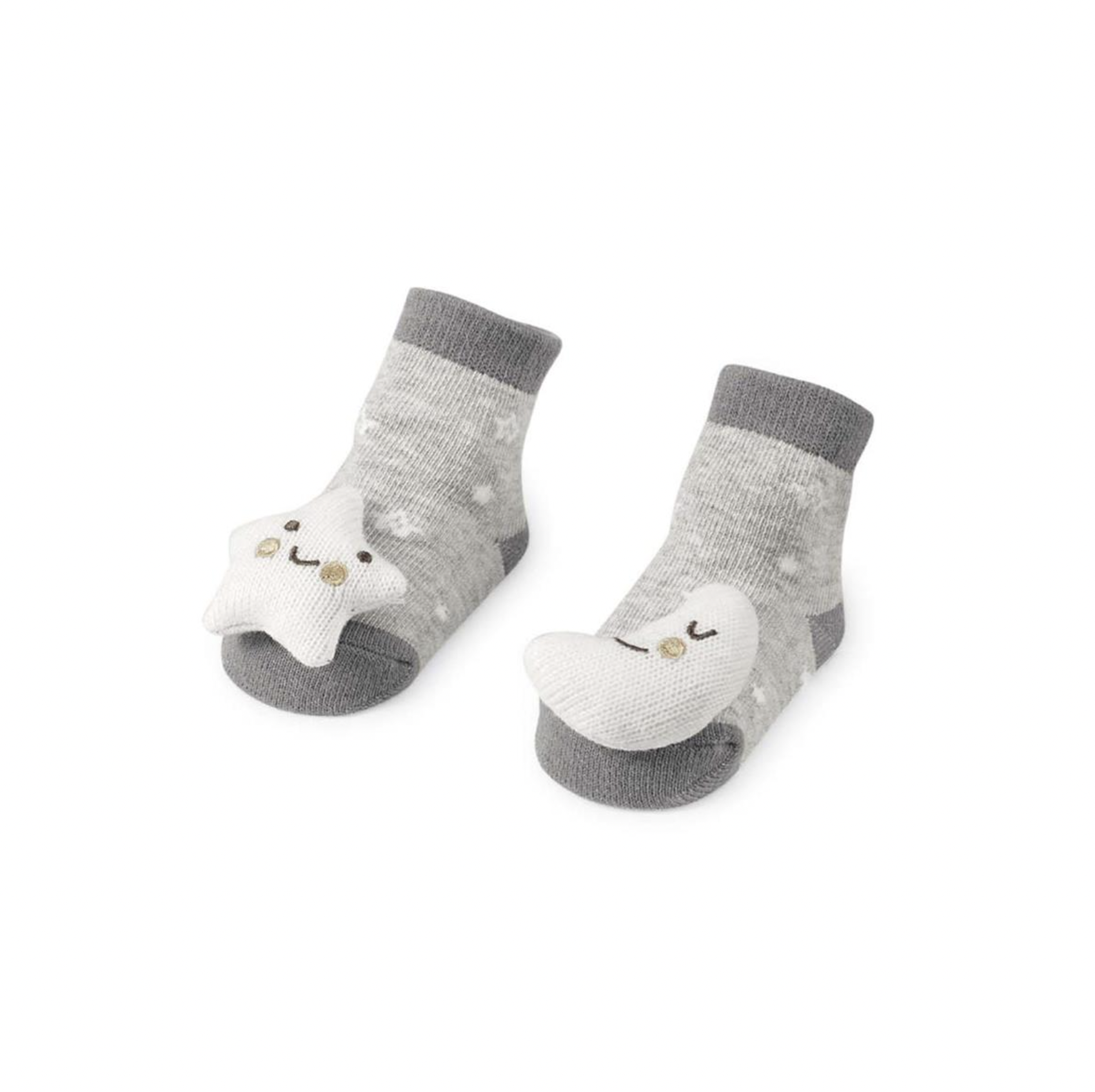 MUD PIE MOON & STAR RATTLE TOE SOCKS MUD PIE MOON & STAR RATTLE TOE SOCKS