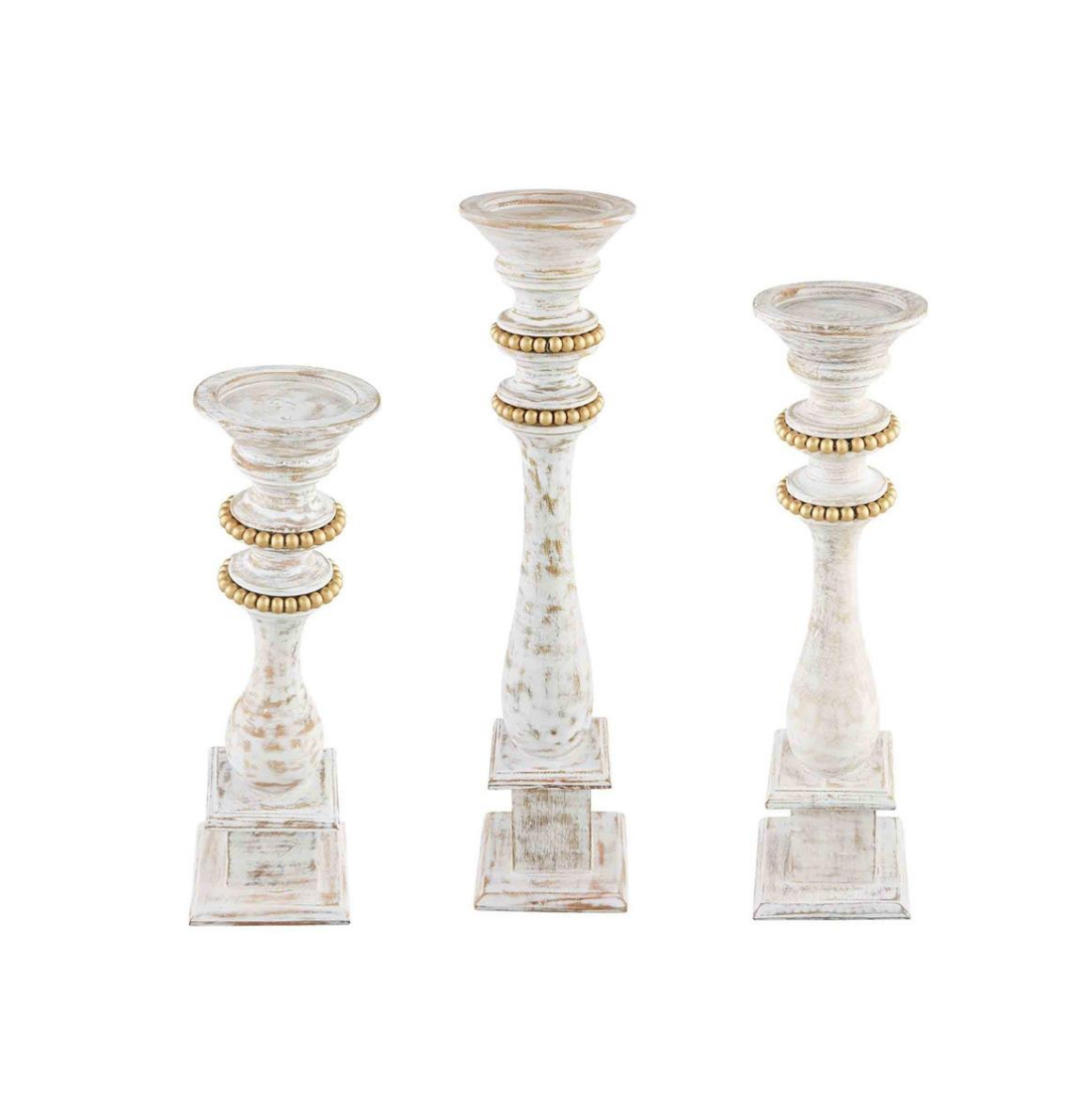 MUD PIE GOLD BEAD CANDLESTICKS