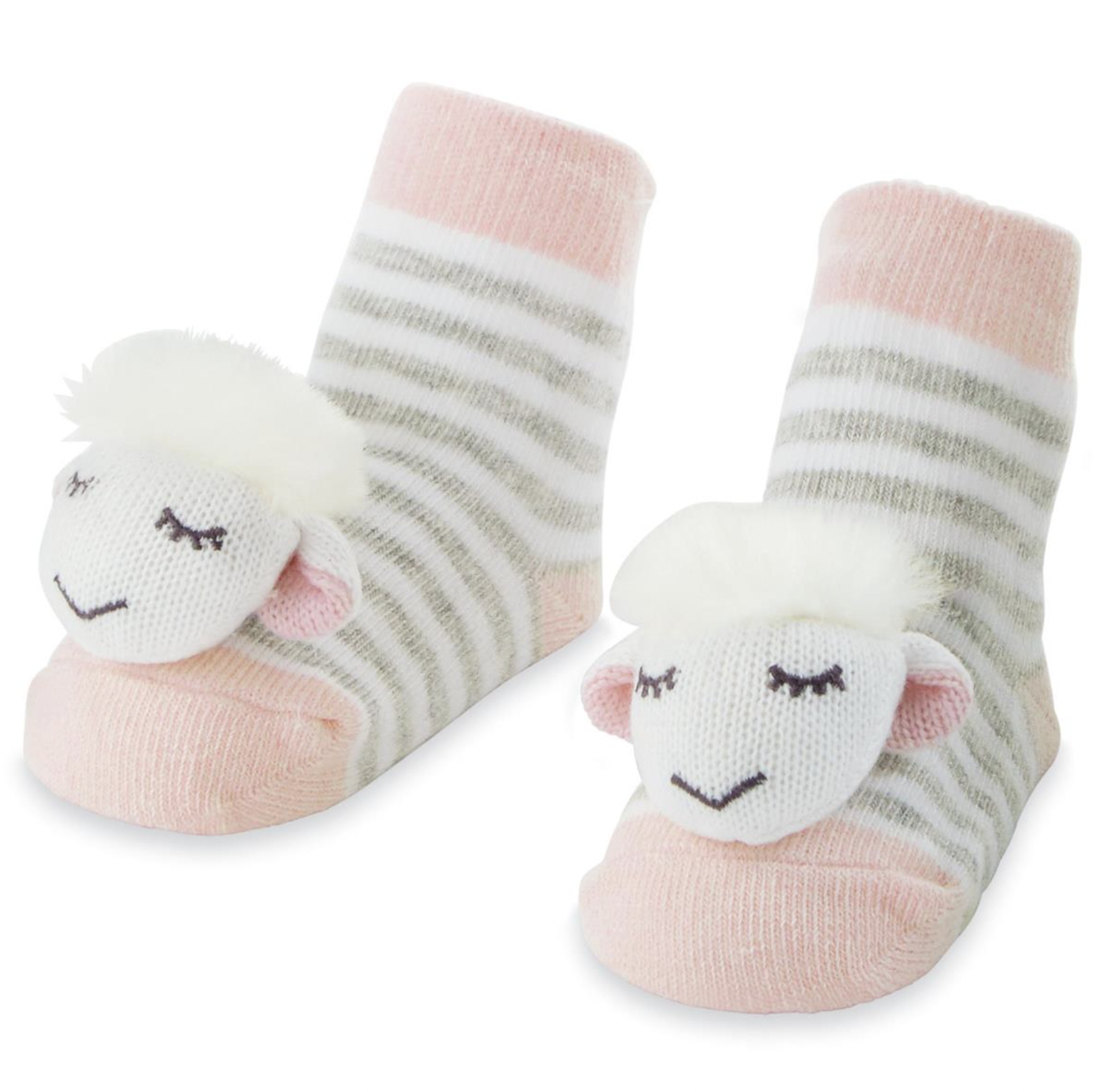 MUD PIE PINK SHEEP RATTLE TOE SOCKS