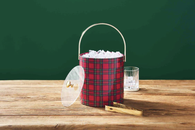 MUD PIE TARTAN ICE BUCKET SET