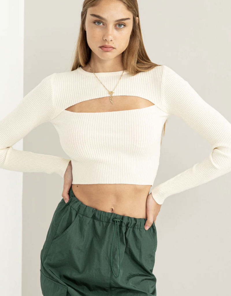 HYFVE BE MY COMFORT RIBBED CUTOUT CROP TOP