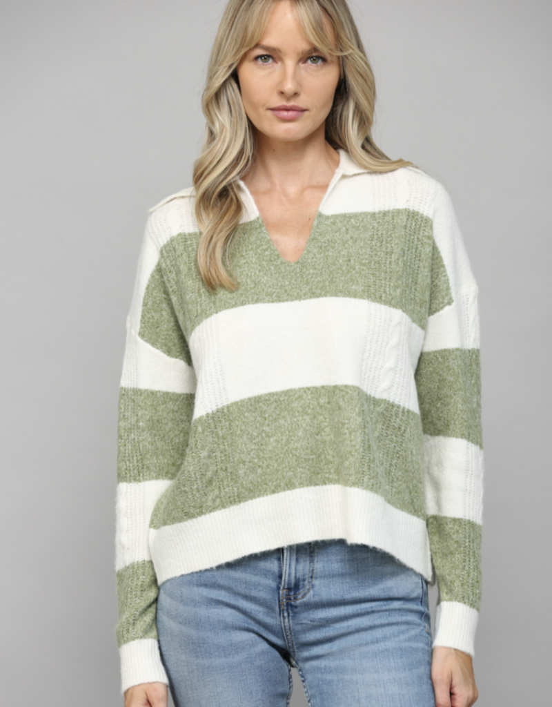 FATE AMARA STRIPE COLLARED SWEATER