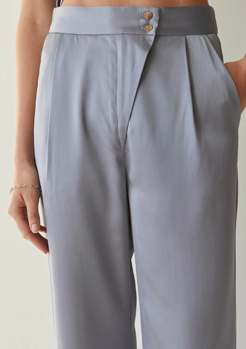 CRESCENT ELIZABETH SATIN TWILL PANTS-LT BLUE