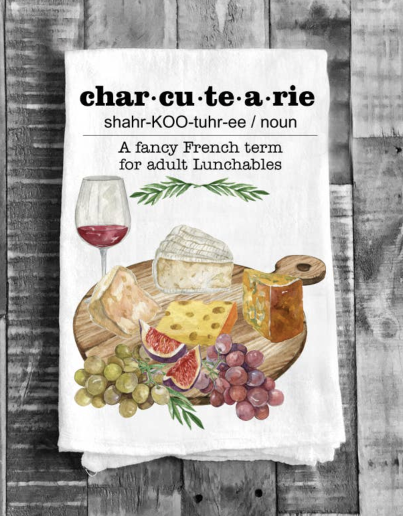 AVERY LANE GIFTS CHARCUTERIE CHEESE AND WINE COTTON TOWEL
