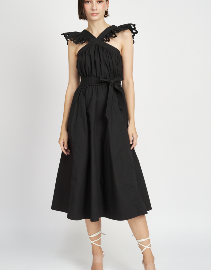 EN SAISON CRISTA MIDI DRESS-BLACK