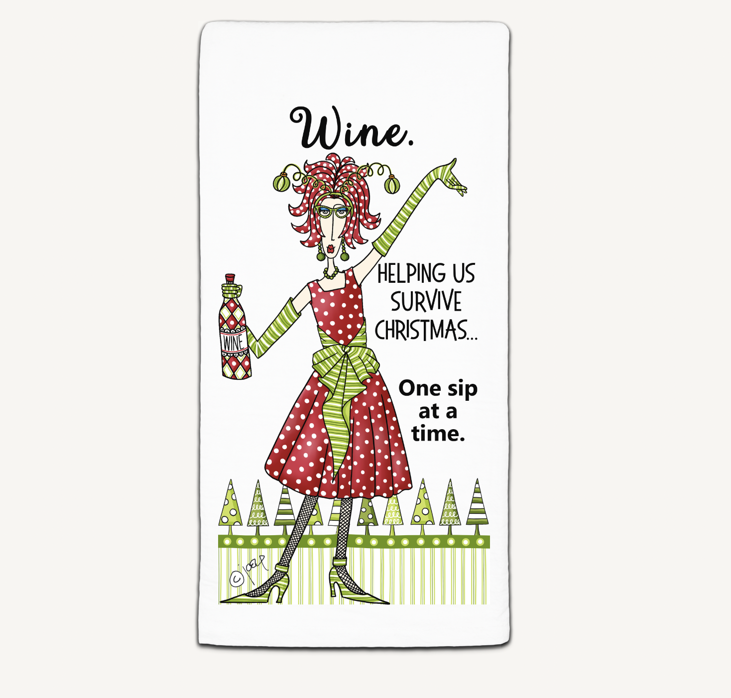 CJ BELLA CO WINE HELPING US SURVIVE TOWEL CJ BELLA CO WINE HELPING US SURVIVE TOWEL