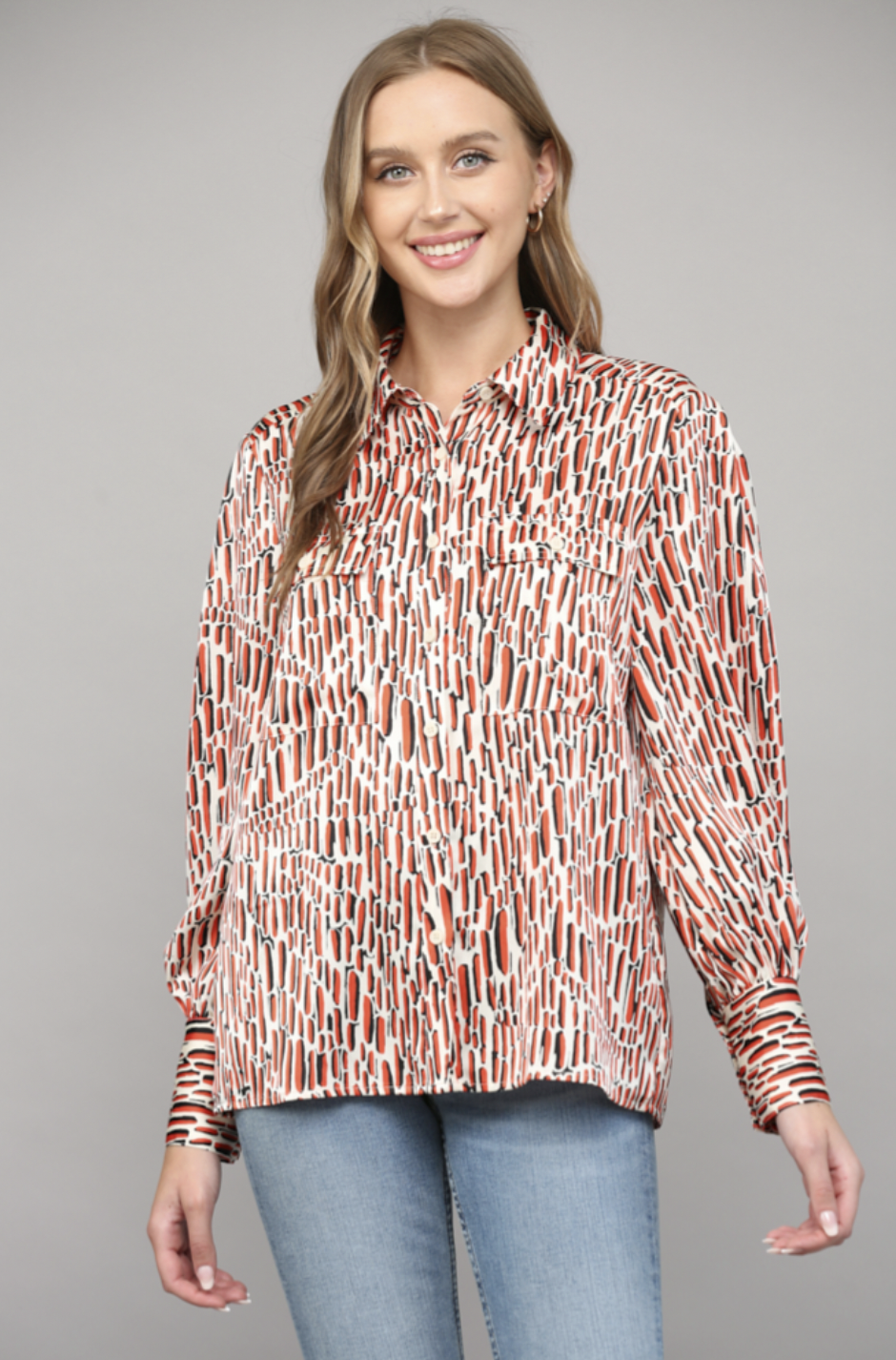 FATE NADINE TOP-ORANGE MULTI