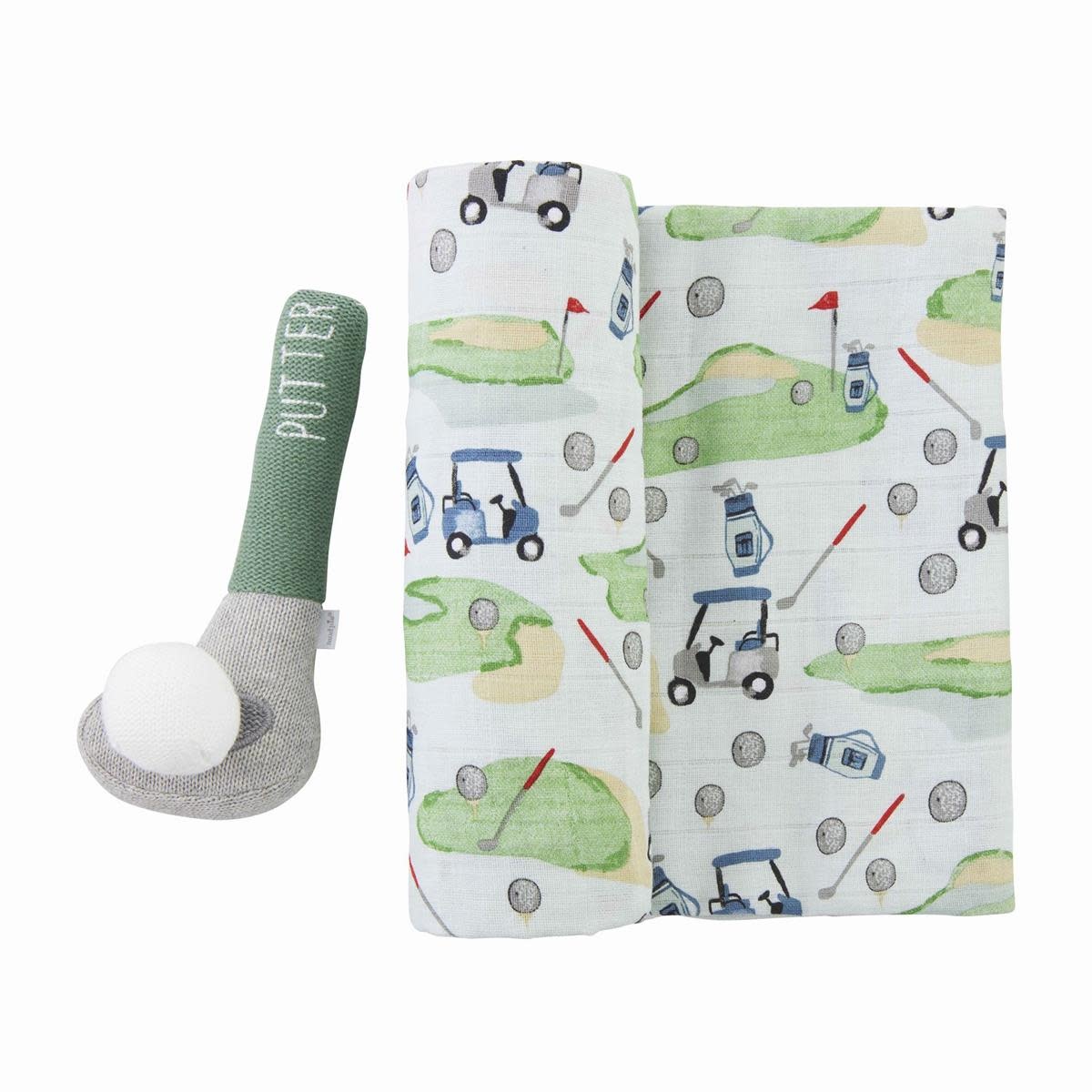 MUD PIE GOLF SWADDLE & RATTLE SET MUD PIE GOLF SWADDLE & RATTLE SET