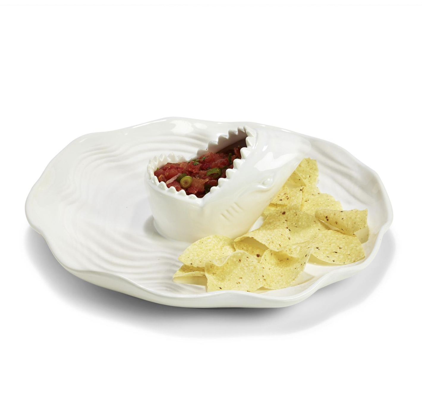 TWO'S COMPANY GREAT WHITE CHIP & DIP BOWL